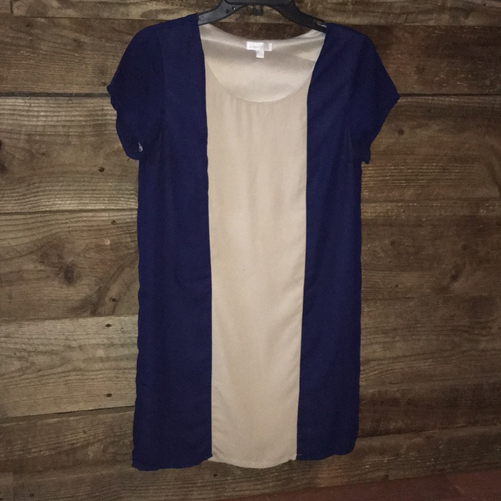 Charming Charlie minidress blue/beige cap slv sz S